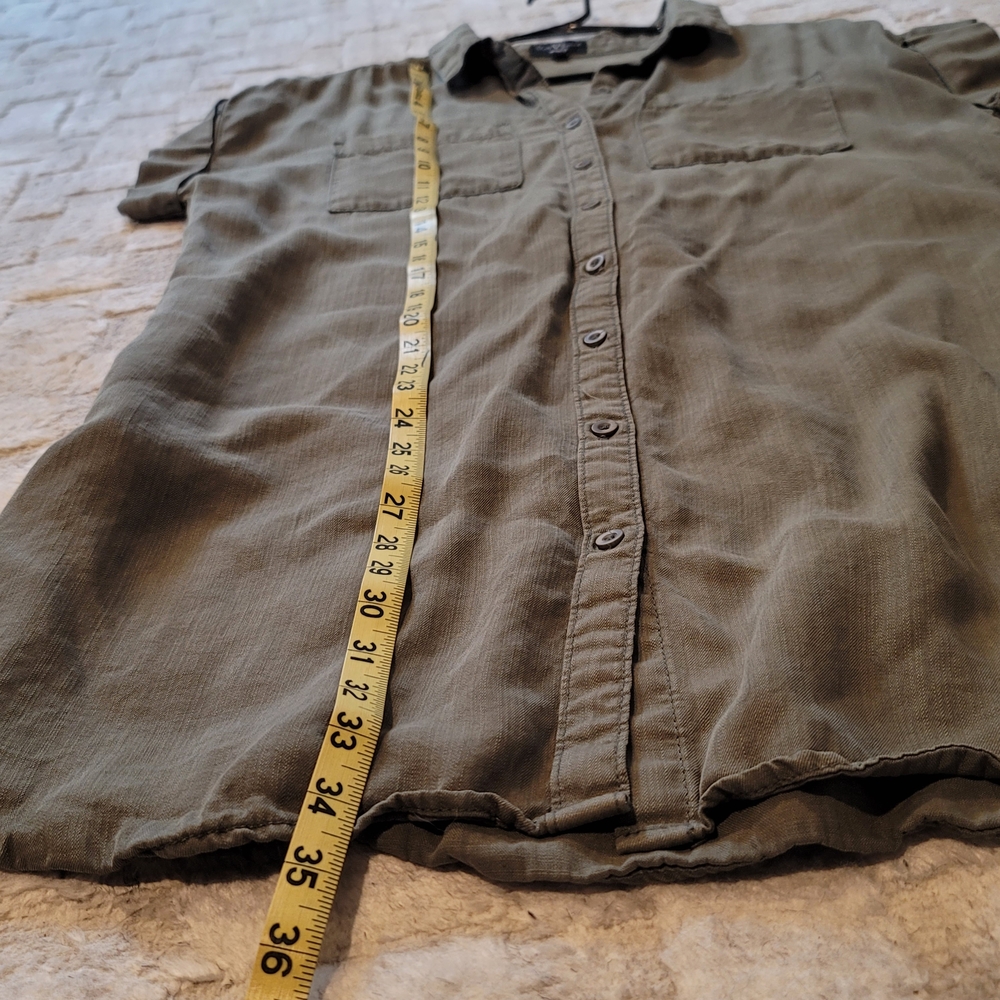 VELVET HEART Button Down Shirt Dress Olive Green Size L - Picture 6 of 8